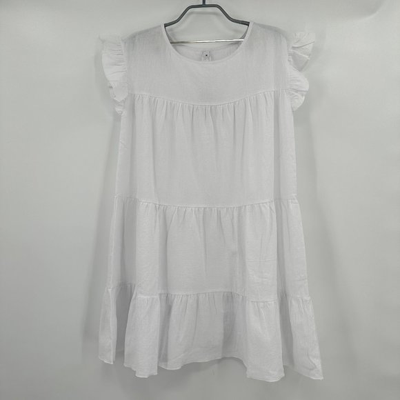 Amazon Dresses & Skirts - Women's White Mini Tiered Swing Dress Summer Vacation Embroidered Tassel M NWT